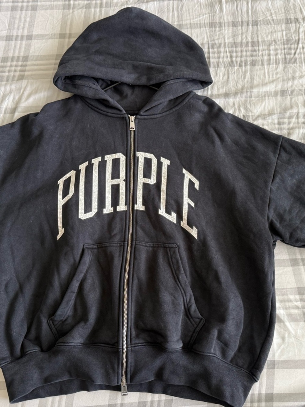 Purple Men's Black Zip-Up Hoodie Sweatshirt
